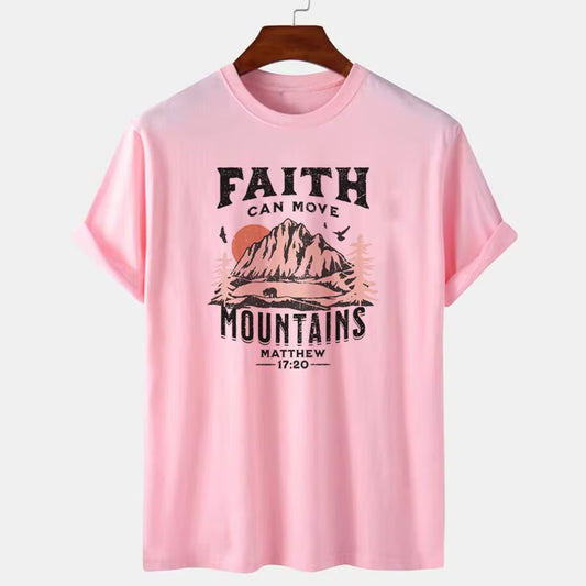 Matthew 17:20 Bible Verse Graphic Tees Women Vintage Boho Religious Christian T-Shirts Retro Aesthetic Jesus Tshirts Faith Tops